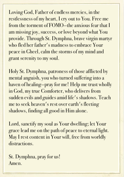 St. Dymphna Prayer Card Back - Prayer